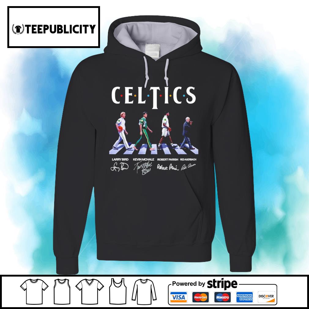 Boston Celtics Larry Bird Kevin Mchale Robert Parish Red Auerbach abbey  road signatures shirt, hoodie, sweater, long sleeve and tank top