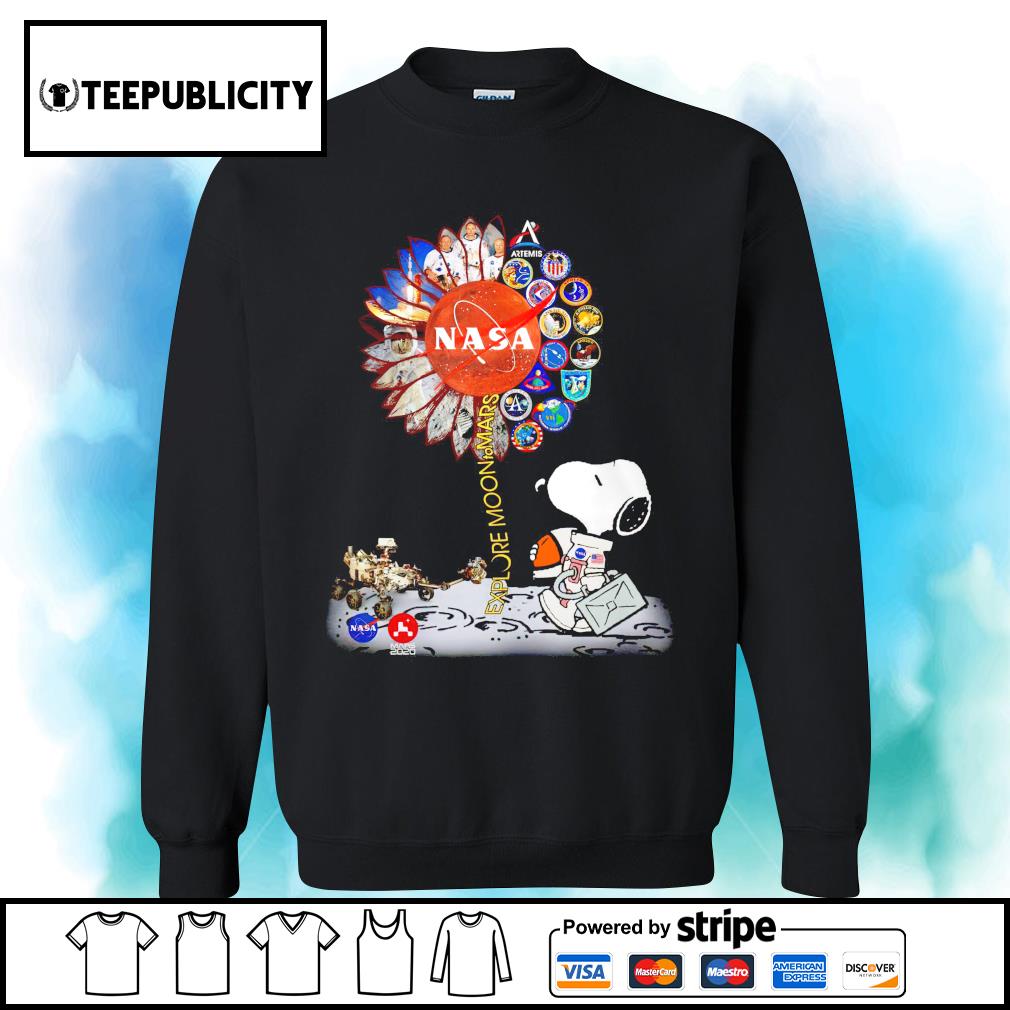 sleeve Snoopy sweater, Mars sunflower and to long explore shirt, moon top hoodie, Nasa tank