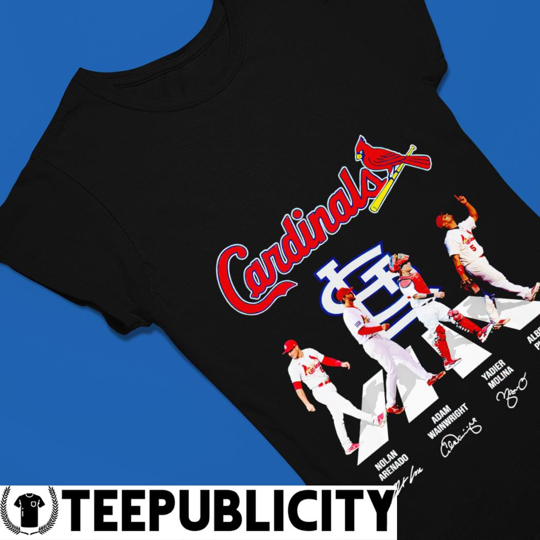 Premium cardinals Nolan Arenado Adam Wainwright Yadier Molina Albert Pujols  signatures St. Louis Cardinals t-shirt