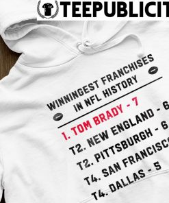 Winningest Franchises In Football History Tom Brady 7 Rings T Shirt