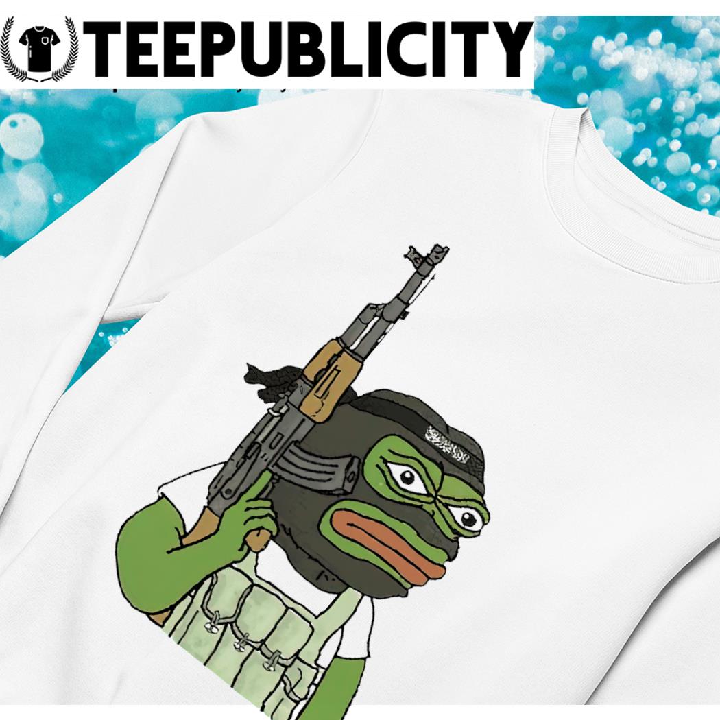 Pepega frog with gun shirt, hoodie, sweater and v-neck t-shirt