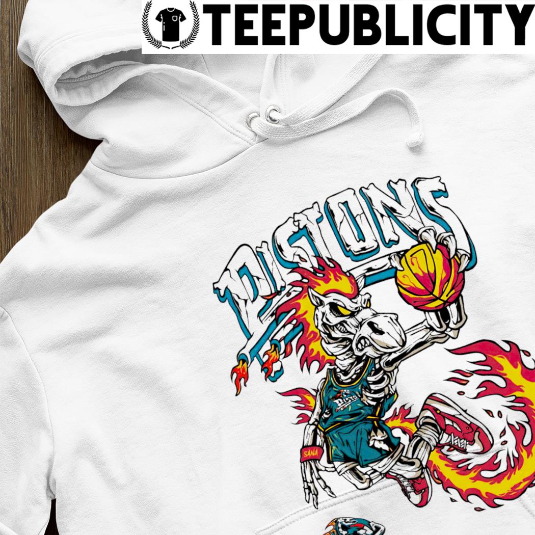 Detroit Pistons mascot Fire skeleton horse Sana shirt, hoodie, sweater,  long sleeve and tank top