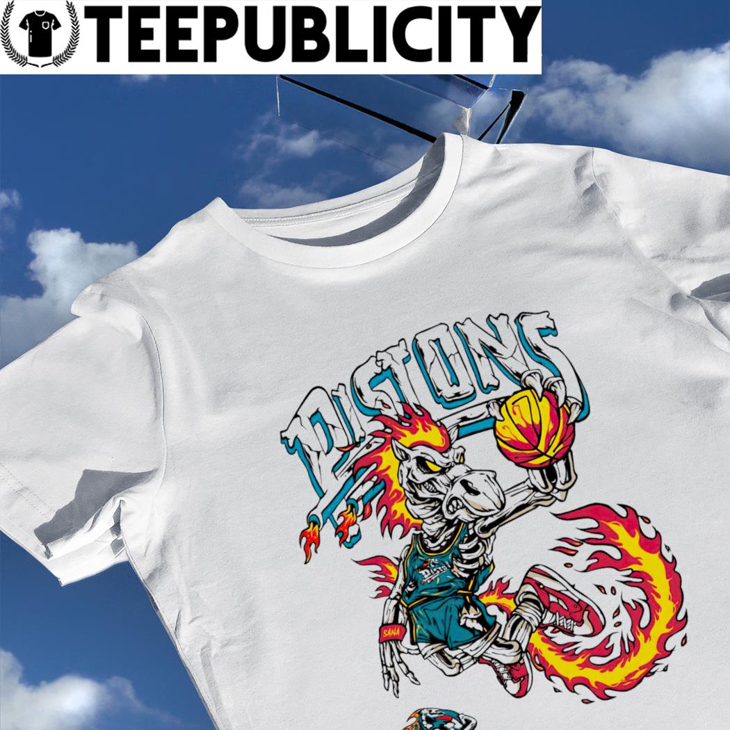 Detroit Pistons mascot Fire skeleton horse Sana shirt, hoodie
