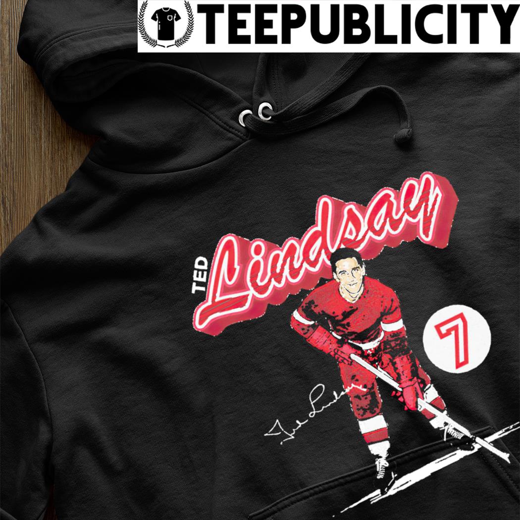 Ted Lindsay Detroit Red Wings retro Hockey Signature shirt, hoodie
