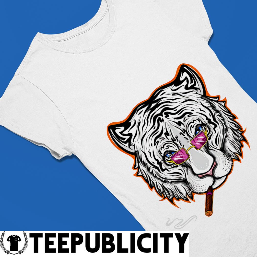 Smoking White Tiger | Cincy Shirts | Cincinnati Football Apparel Unisex T-Shirt / White / S