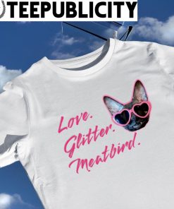 Sphynx wear heart glasses love glitter meatbird shirt