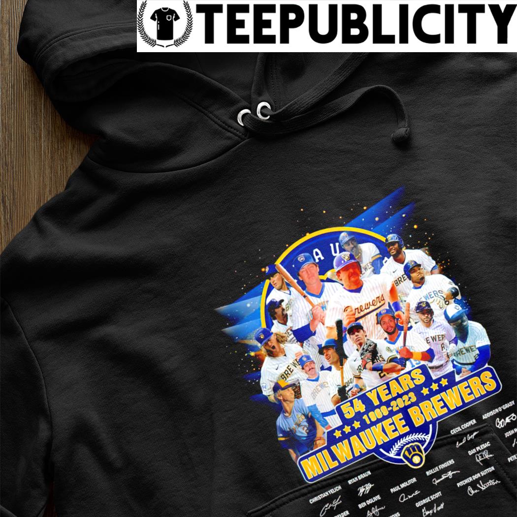 50 years 1969-2023 Milwaukee Brewers team signatures shirt, hoodie,  sweater, long sleeve and tank top