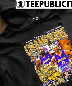 2000/01/02 Los Angeles Lakers 3-Peat NBA Champions T Shirt Size Large