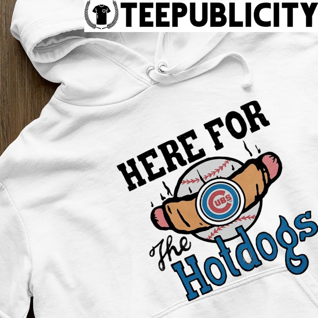Chicago Cubs Here for The Hotdogs T-Shirt from Homage. | Grey | Vintage Apparel from Homage.