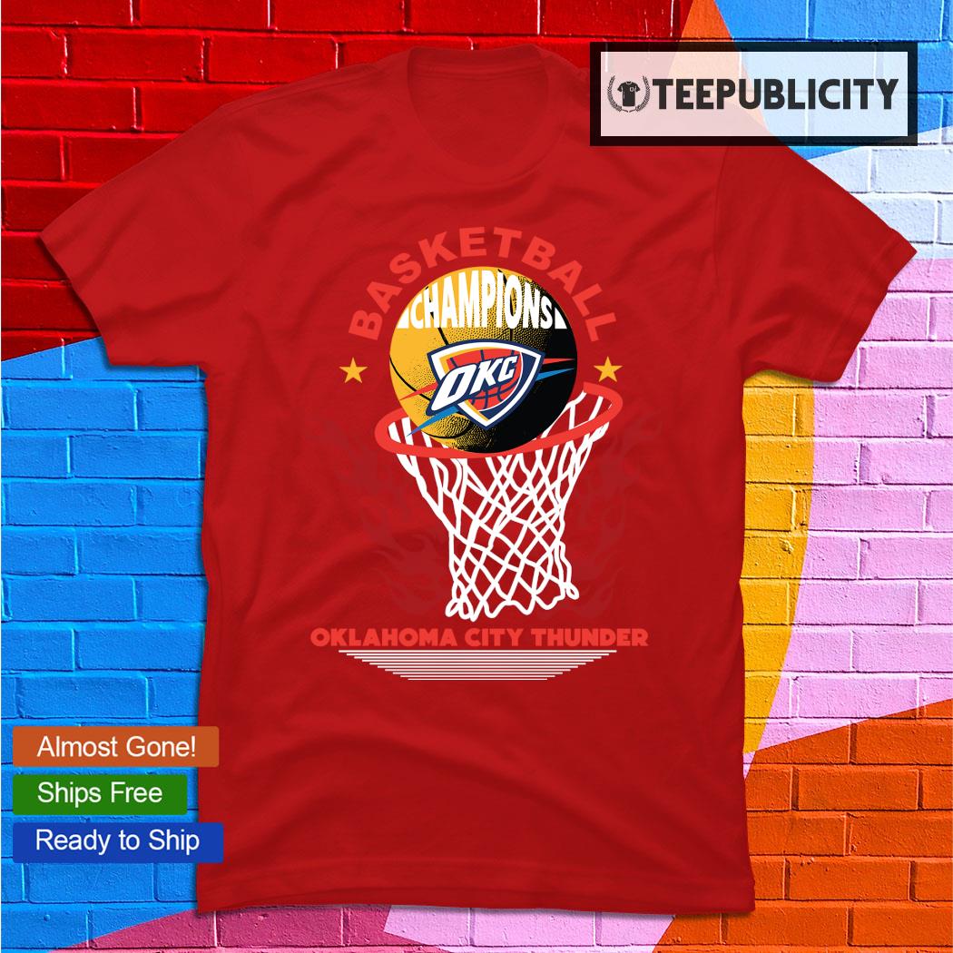 Basketball Champions Oklahoma City Thunder Fire Ball logo T-shirt