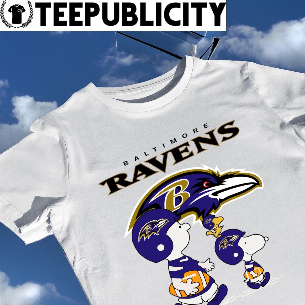 Baltimore Ravens Snoopy and Charlie Brown with Woodstock cartoon T