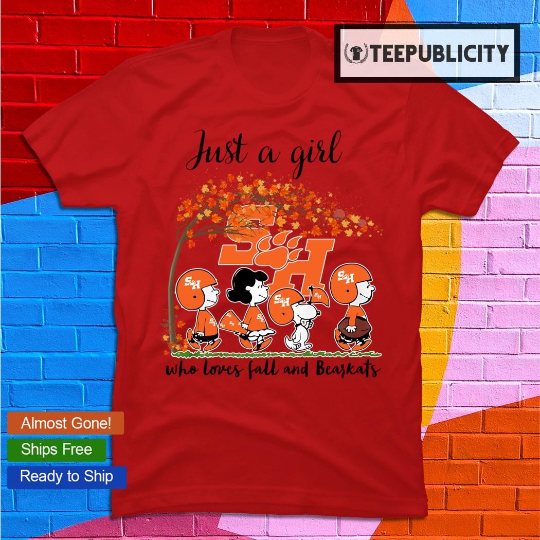 Just A Woman Who Loves Fall Houston Astros Peanuts Cartoon T-shirt