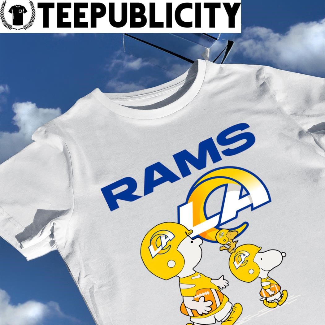 Los Angeles Rams Snoopy and Charlie Brown with Woodstock cartoon T
