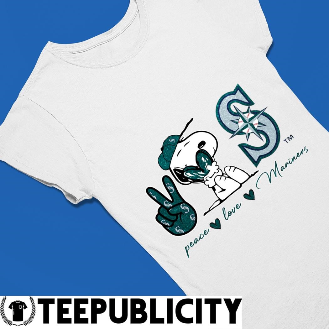 Snoopy Peace Love Seattle Mariners Shirt - Shibtee Clothing