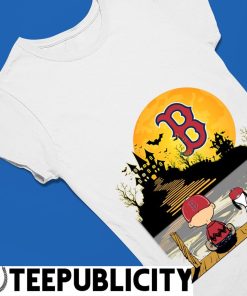 Boston Red Sox Peanuts Snoopy and Charlie Browns Watching Halloween Shirt,  hoodie, sweater and long sleeve