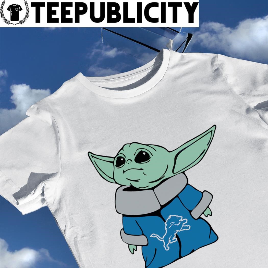 YODA DRESSED IN A BLUE AND WHITE VERTICAL STRIPED FOOTBALL JERSEY