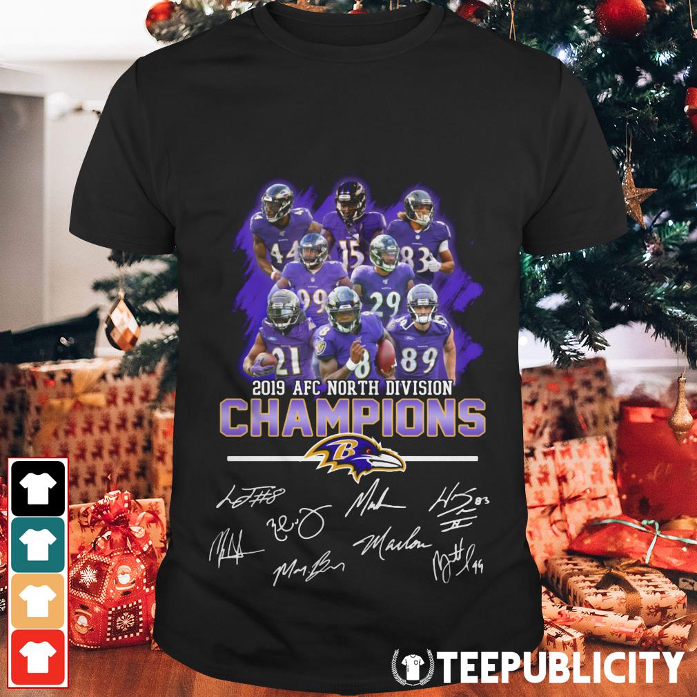 Baltimore Ravens 2019 AFC North division champions signatures shirt
